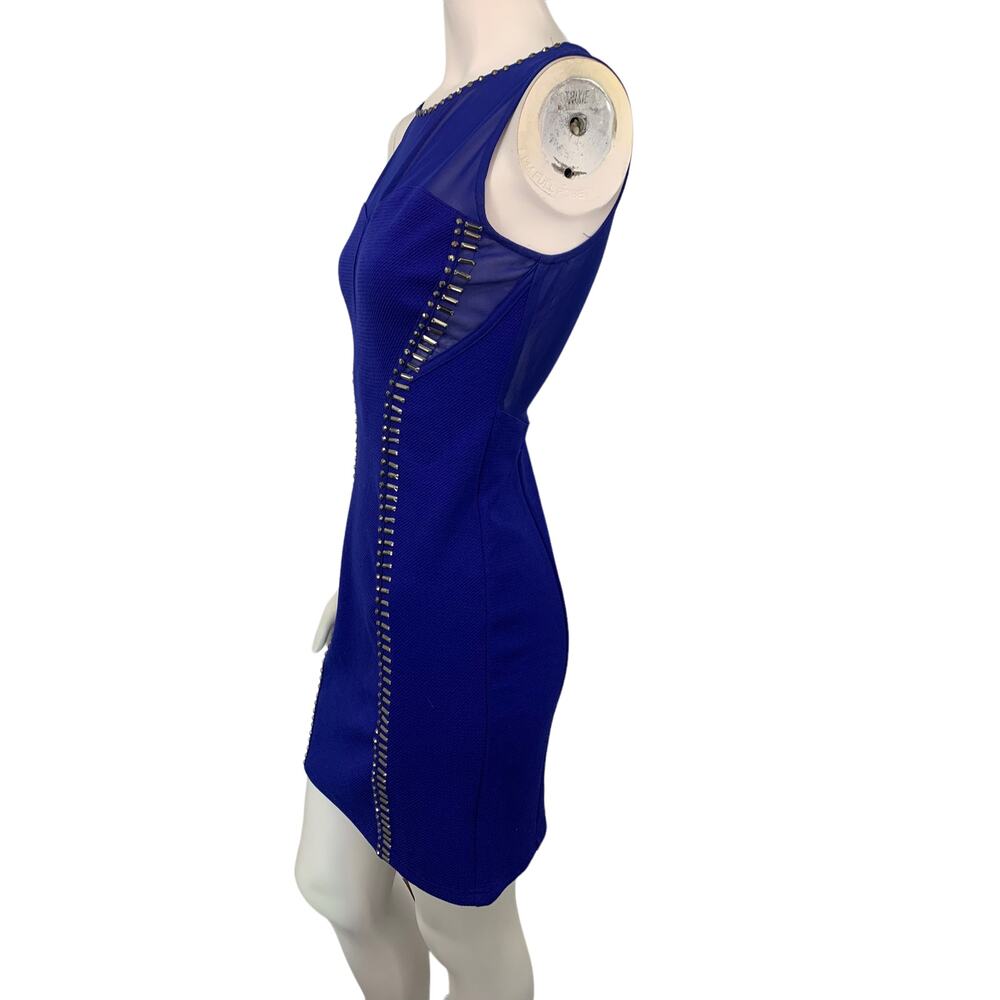 Whyte Eyelash jeweled bodycon dress sheer mesh sleeveless mini small - Picture 3 of 6